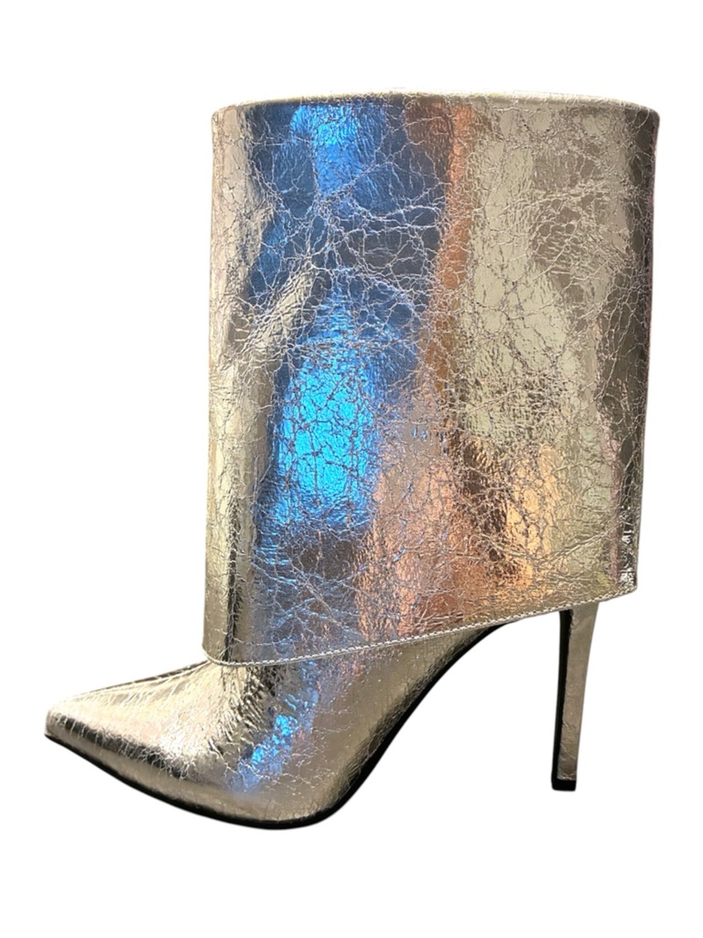 ✨INC International Concepts Sabeel Silver Crackle Boots Stiletto Ankle Boots 6.5